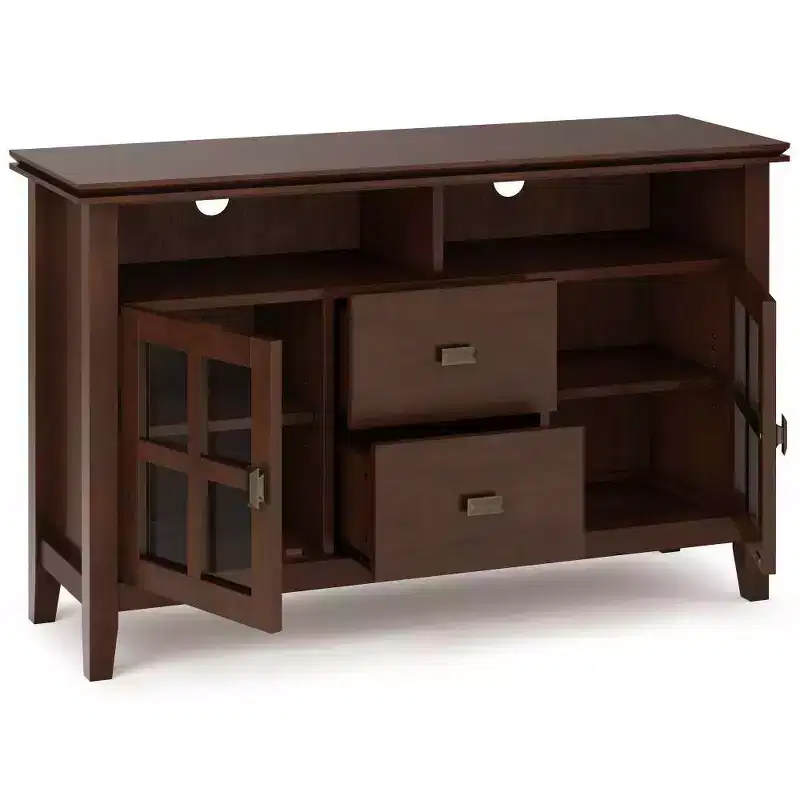 Stratford TV Stand for TVs up to 60" Russet Brown - WyndenHall: Storage Console with Adjustable Shelves