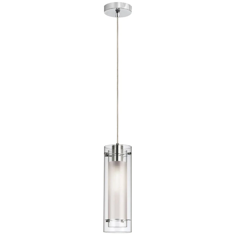 1-light Polished Chrome/ Clear Frosted Glass Pendant
