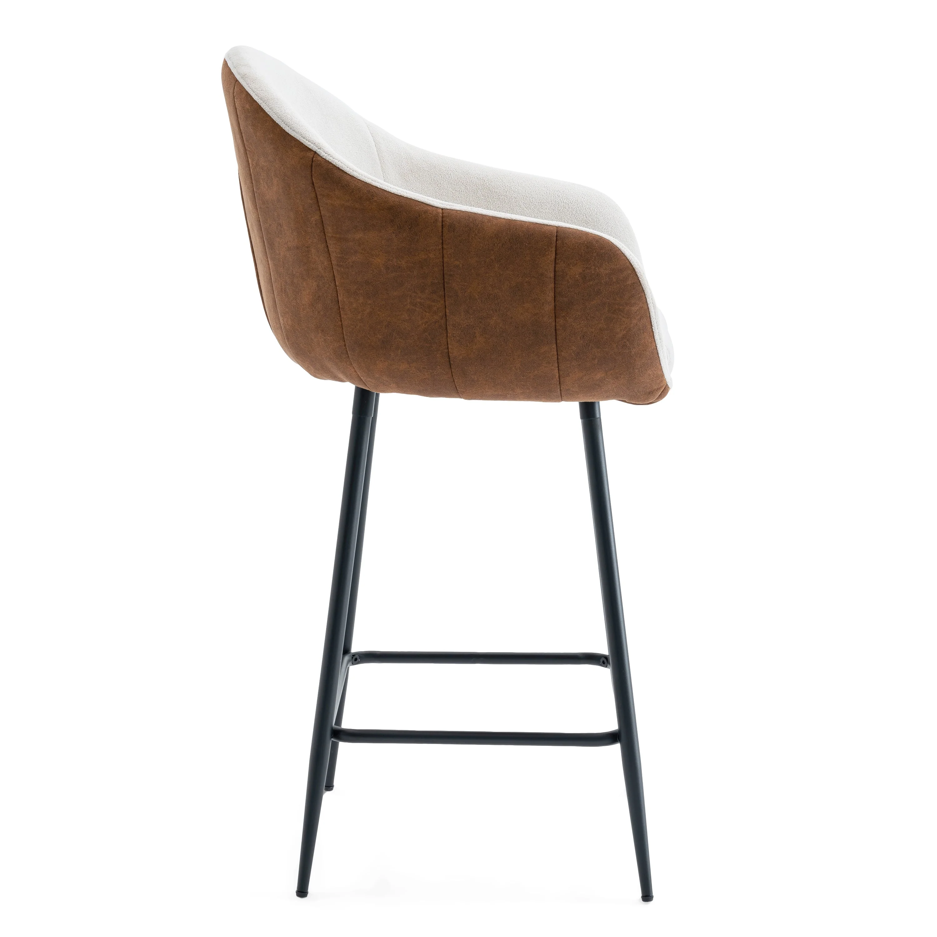 Luxury Bar Beige & Brown Upholstery Counter Stools