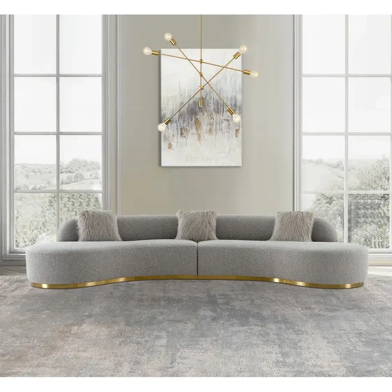 Pasargad Home Simona Curved Sofa with 3 Pillow Included