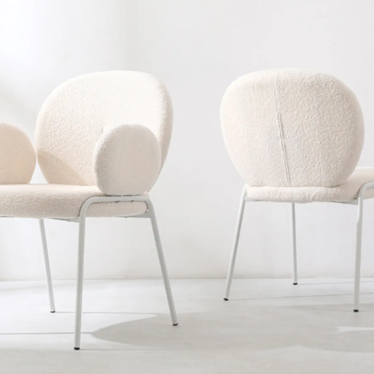 Modern Off-White Upholstered Full Back Dining Chair