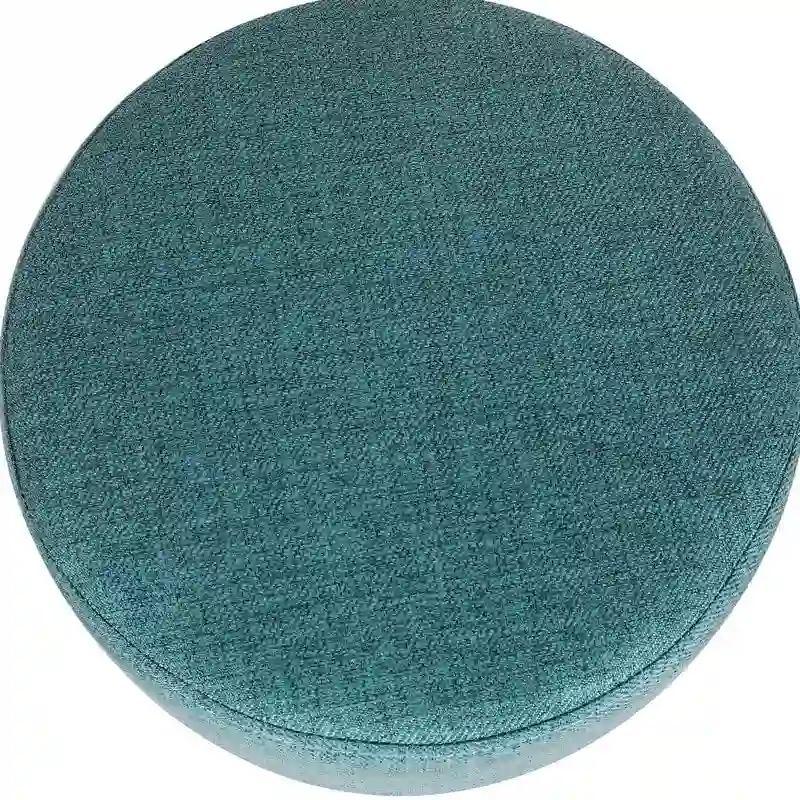 Blue Small Round Fabric Ottoman Footstool, 1-Person