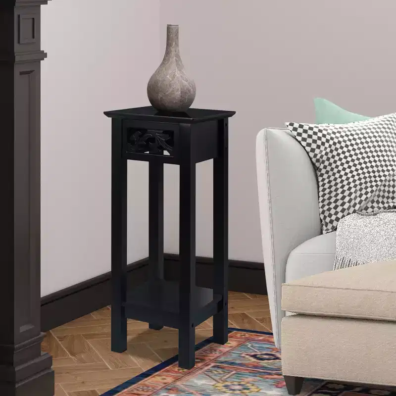 eHemco Plant Decorating Stand End Table Side Table with Storage Shelf, 10 by 10 by 23.7 Inches
