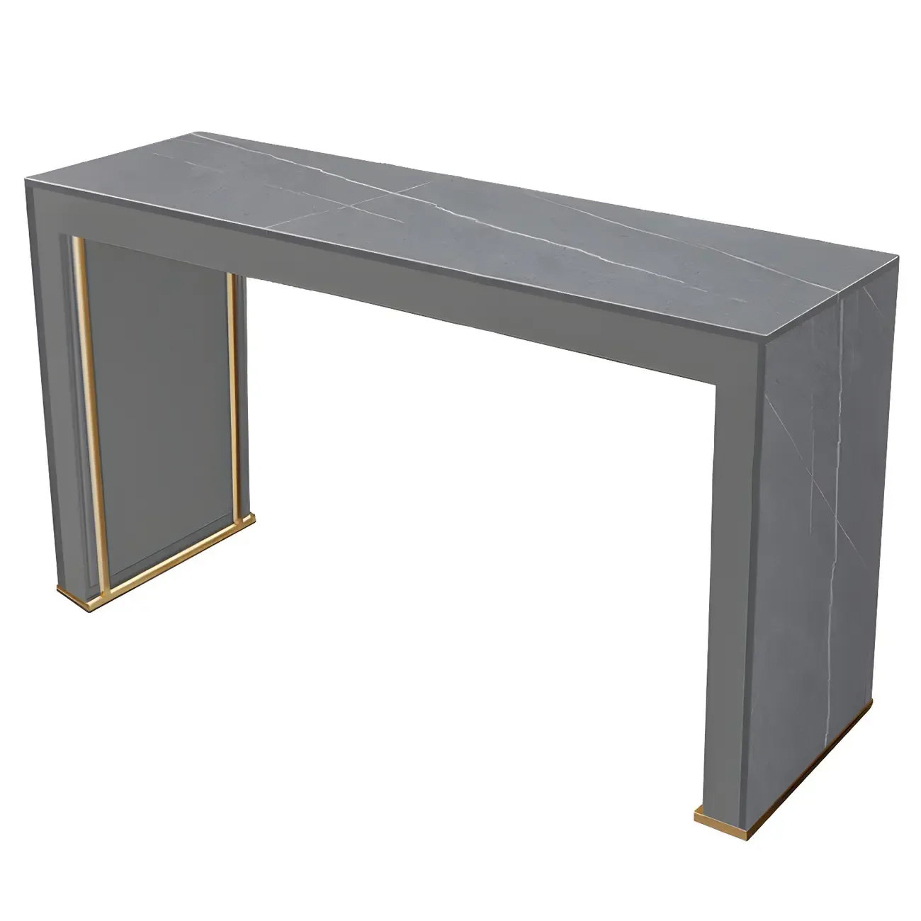 Modern White Stone Top Wood Dual-Pedestal Bar Tables