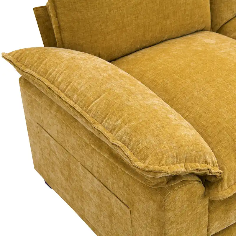 Harper&Bright Designs Modern L-shaped Chenille Cloud Sofa with Double Seat