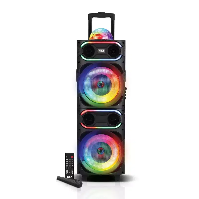 RCA Disco-208 Flame Effect Bluetooth Party Speaker with Dual 8 Woofers