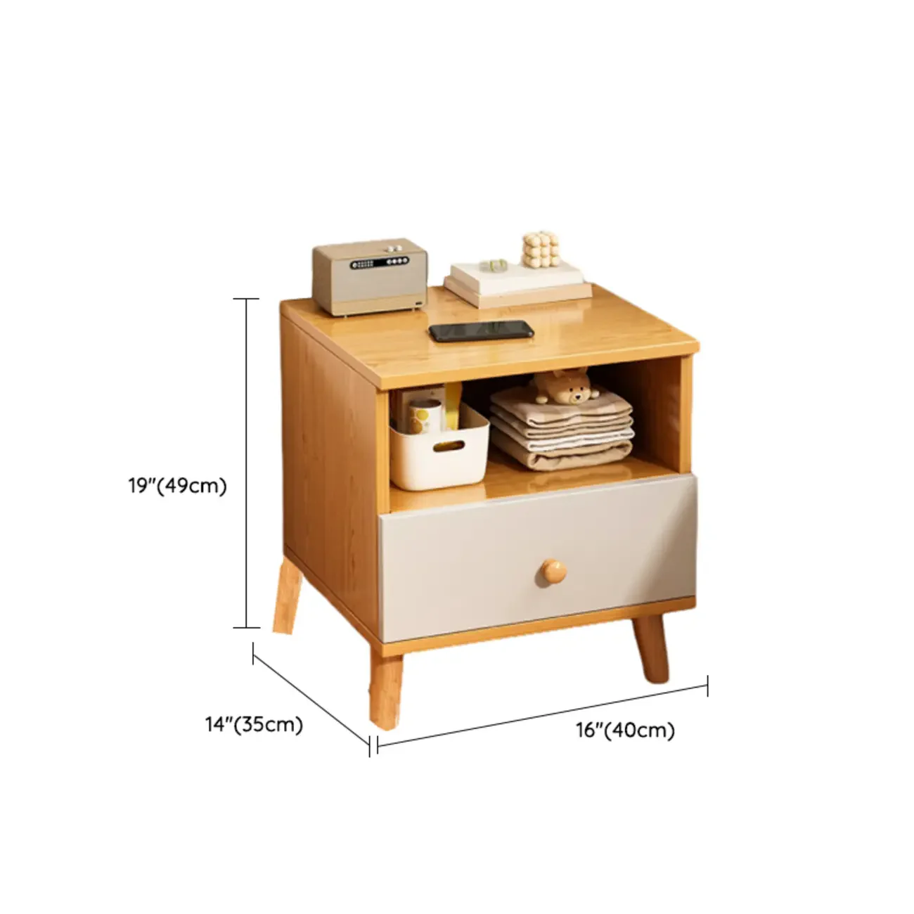 Modern Wooden Bedside Table with Dual Drawers