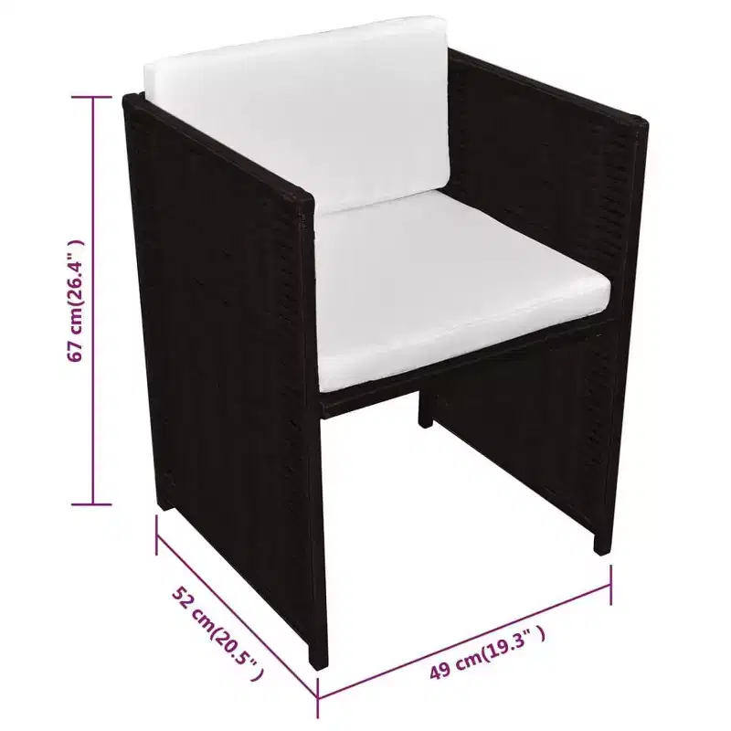 vidaXL Garden Dining Set Brown, Cream white