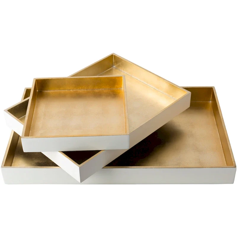 Jahoda White Glam Decorative 3-Piece Tray Set