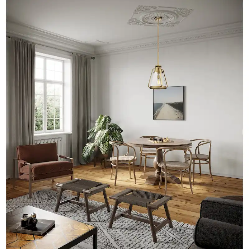 Everett 1 Light 10 Inch Pendant Natural Brass with Clear Glass - Natural Brass