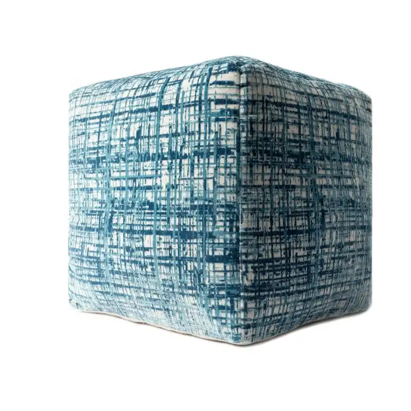 HomeRoots 18 Blue Polyester Blend Ottoman