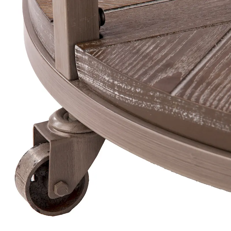 SEI Furniture Kenya Industrial Rustic Round Wood Coffee Table with Shelf