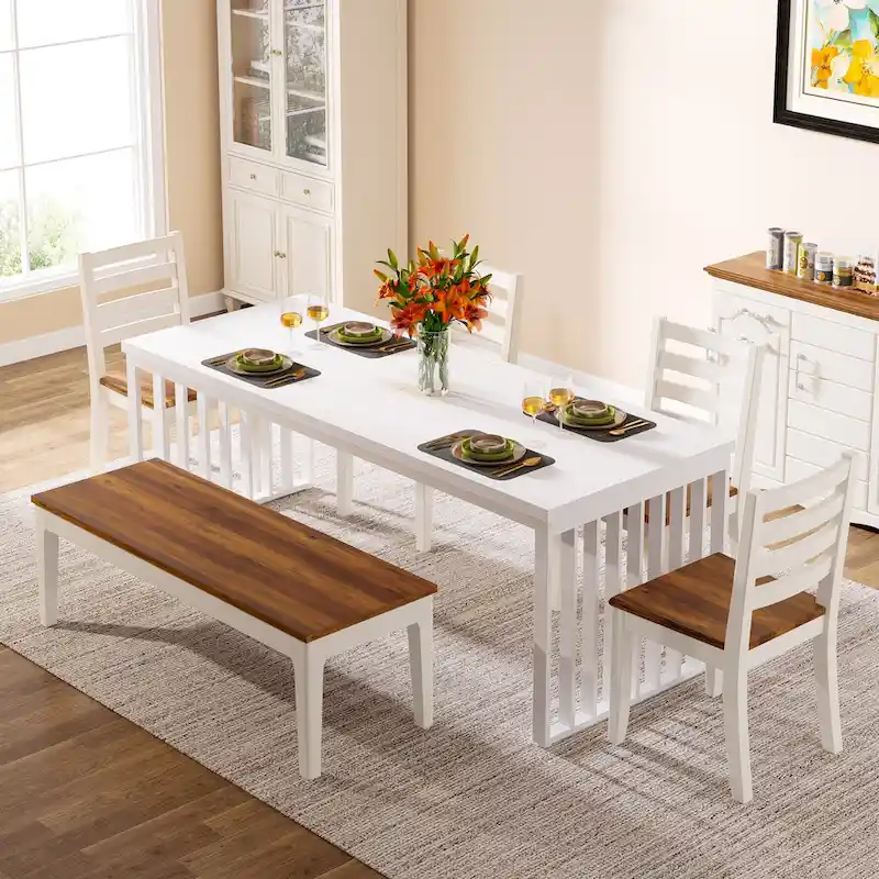 78.74-inch Kitchen Dining Table with Metal Legs