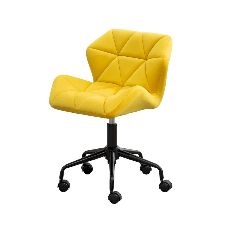 Diamond Tufted Armless Adjustable Swivel Home Office Chair