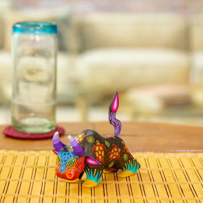 Novica Handmade Sea Bull Wood Alebrije Figurine