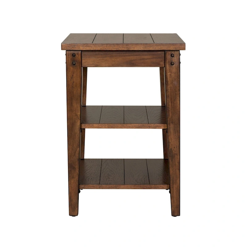 Lake House Rustic Brown Oak Tiered Table - W48 x D18 x H29