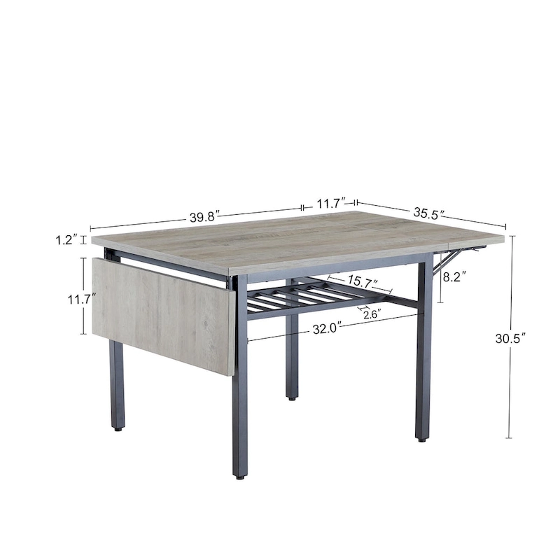 Industrial Folding Dining Table with Steel Frame