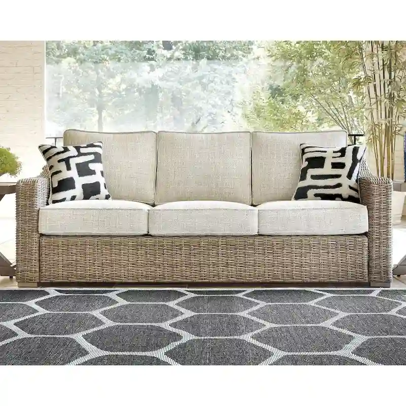 Signature Design by Ashley Beachcroft Outdoor Sofa and 2 Lounge Chairs with Coffee Table and 2 End Tables