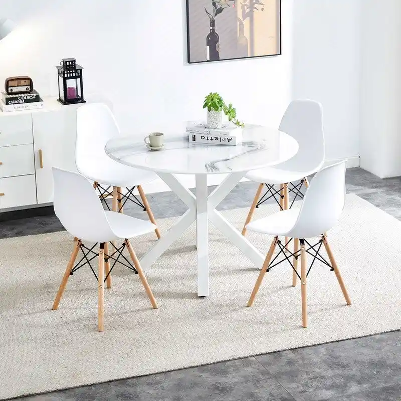 Grondin Mid-Century Modern Round Dininig Table with MDF Top and Pedestal Base, 42.1 End Table Leisure Table