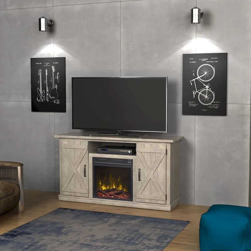 Fireplace TV Stand for TVs up to 55, Ashland Pine - 47.5 inches in width