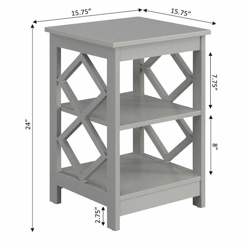 Convenience Concepts Diamond End Table with Shelves