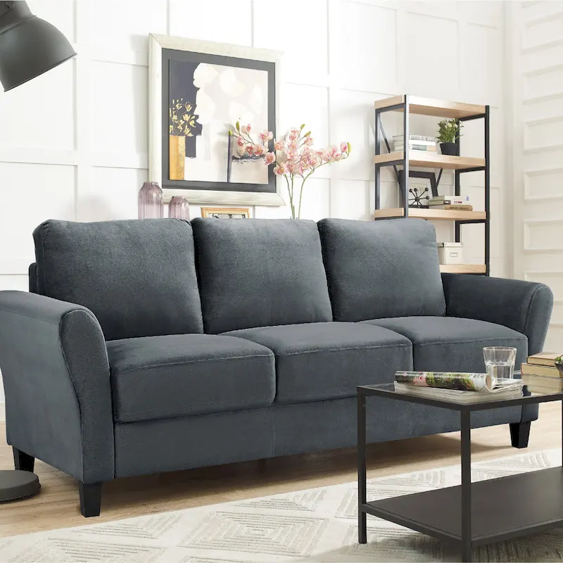 Grey/Brown/Oyster/Light Brown/Blue Microfiber 3-Seater Contemporary Sofa