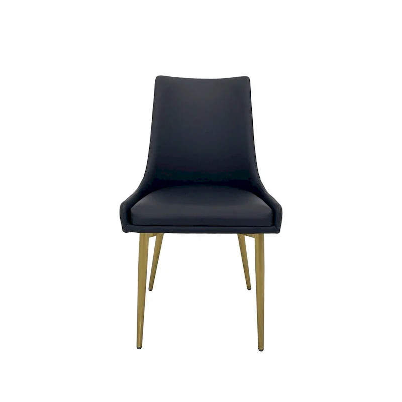 Dining Chair with PU Seat and Matte Gold Legs, Set of 2