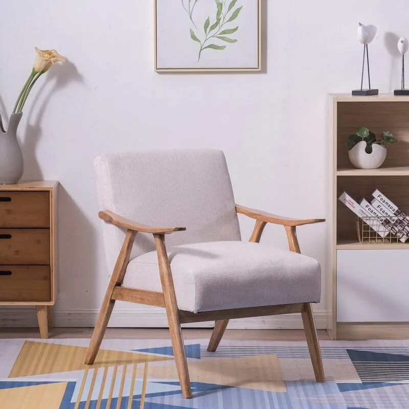 VINGLI Mid-Century Retro Modern Upholstered Lounge Chair Fabric Accent Chair Sturdy Wooden Frame Armchair