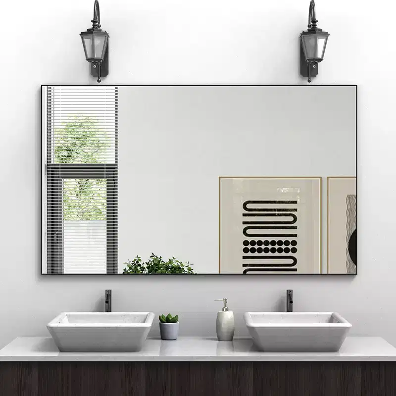 60x36 Inch Rectangle Bathroom Mirror with Aluminum Frame, Large Wall Mounted Mirror for Horizontal or Vertical Hanging, Bathroom Living Room Decor