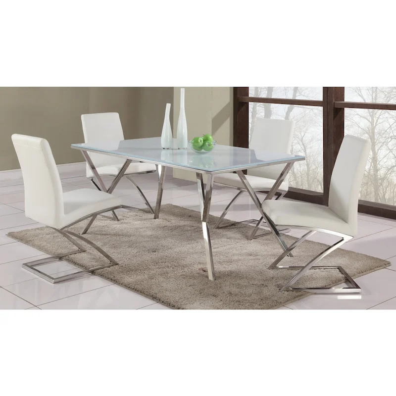 Somette White Starphire 61-inch Glass Dining Table