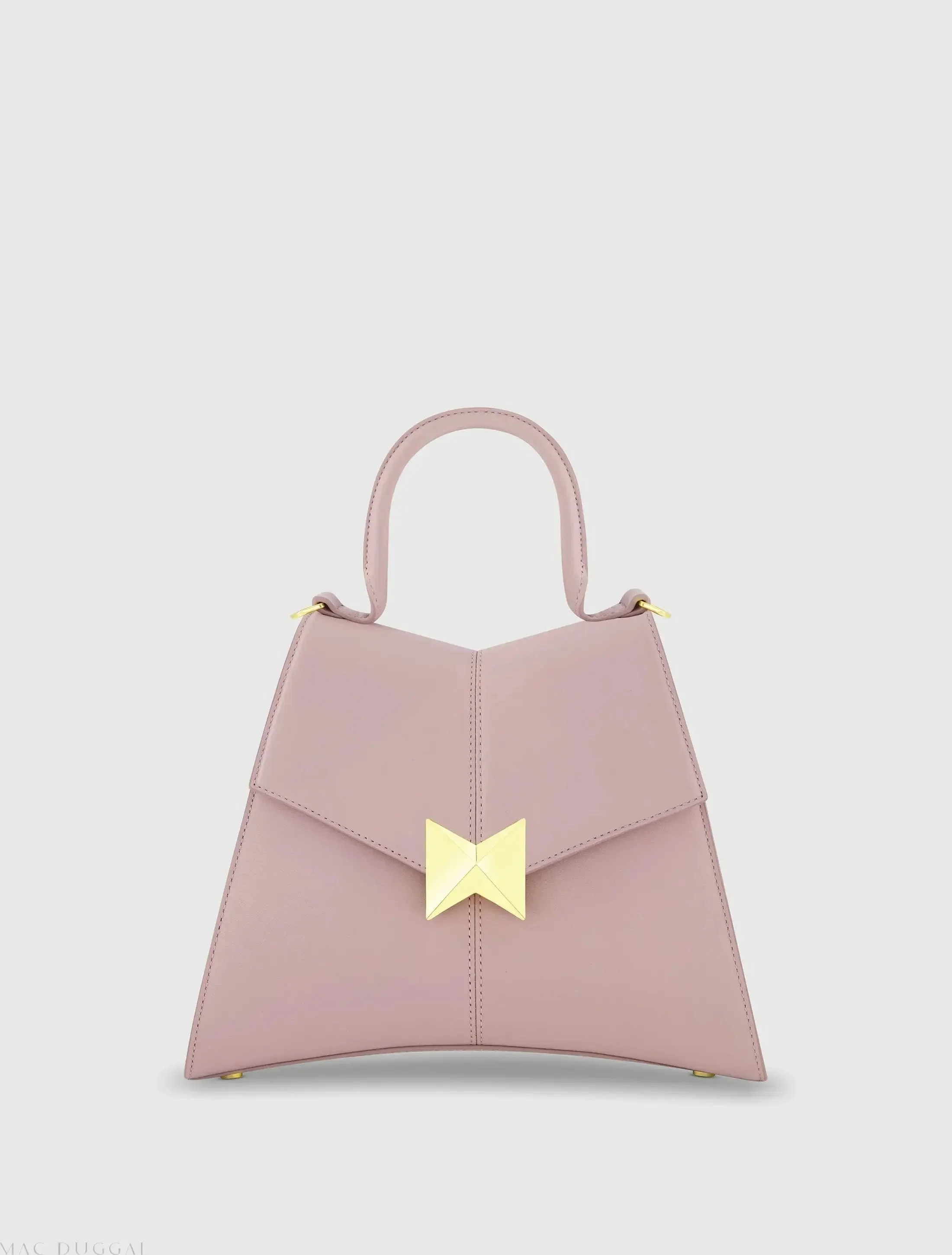 Purple Medium Angular Leather Handbag With Gold Hardware