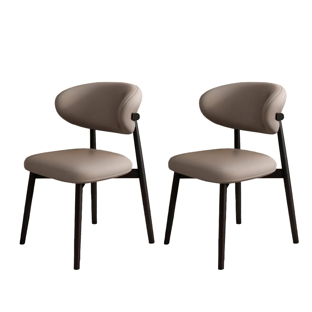 Modern Leather Wood Dining Chair Set of 2