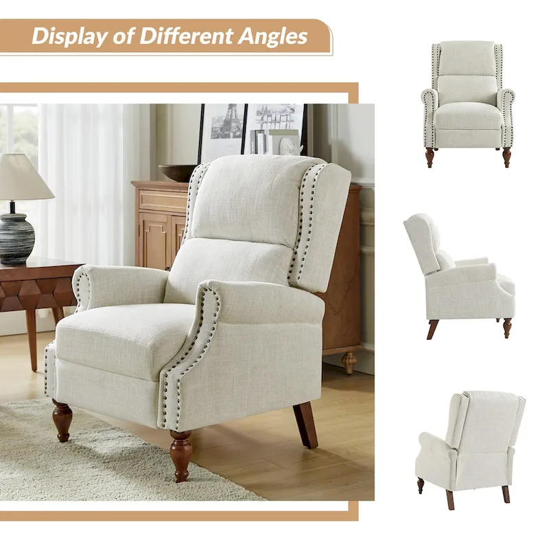 Terri Traditional Roll Arm Manual Recliner with Solid Wood Legs Set of 2 by HULALA HOME