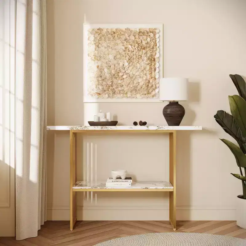 GDFStudio Betsy Modern 47 Luxury Console Table with Storage Shelf