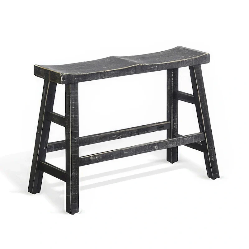 Black Solid Mahogany Counter Height Bench with Saddle Seat – 1 Person