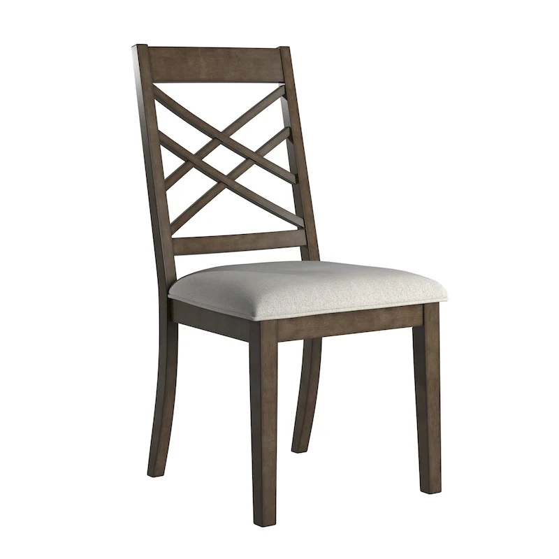 Espresso Finish Lattice-Back Upholstered Dining Chair, Set of 2