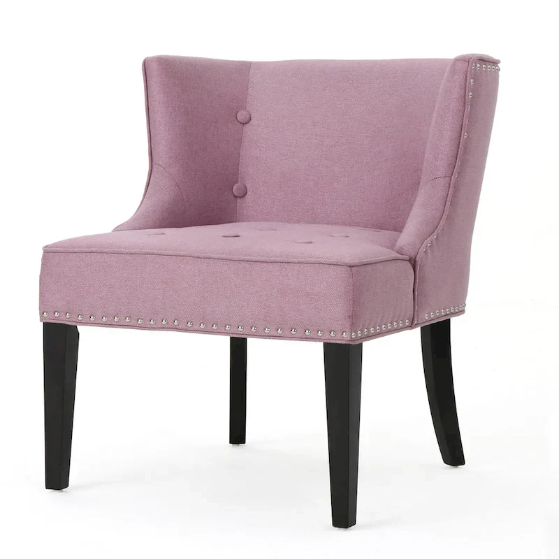 Lavender PUrple Modern 28 Accent Chair with Button Tufted Waffle Stitching and Nailheads