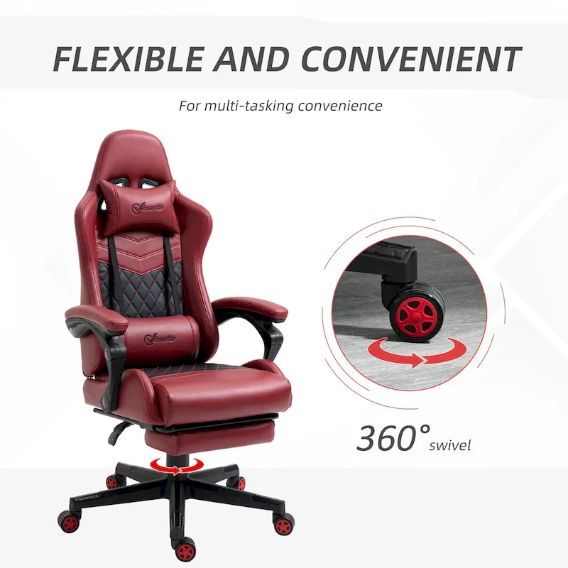 Vinsetto Gaming Chair Racing Style Office Ergonomic Chair Adjustable Height Swivel Recliner High Back PC Computer Desk Chair