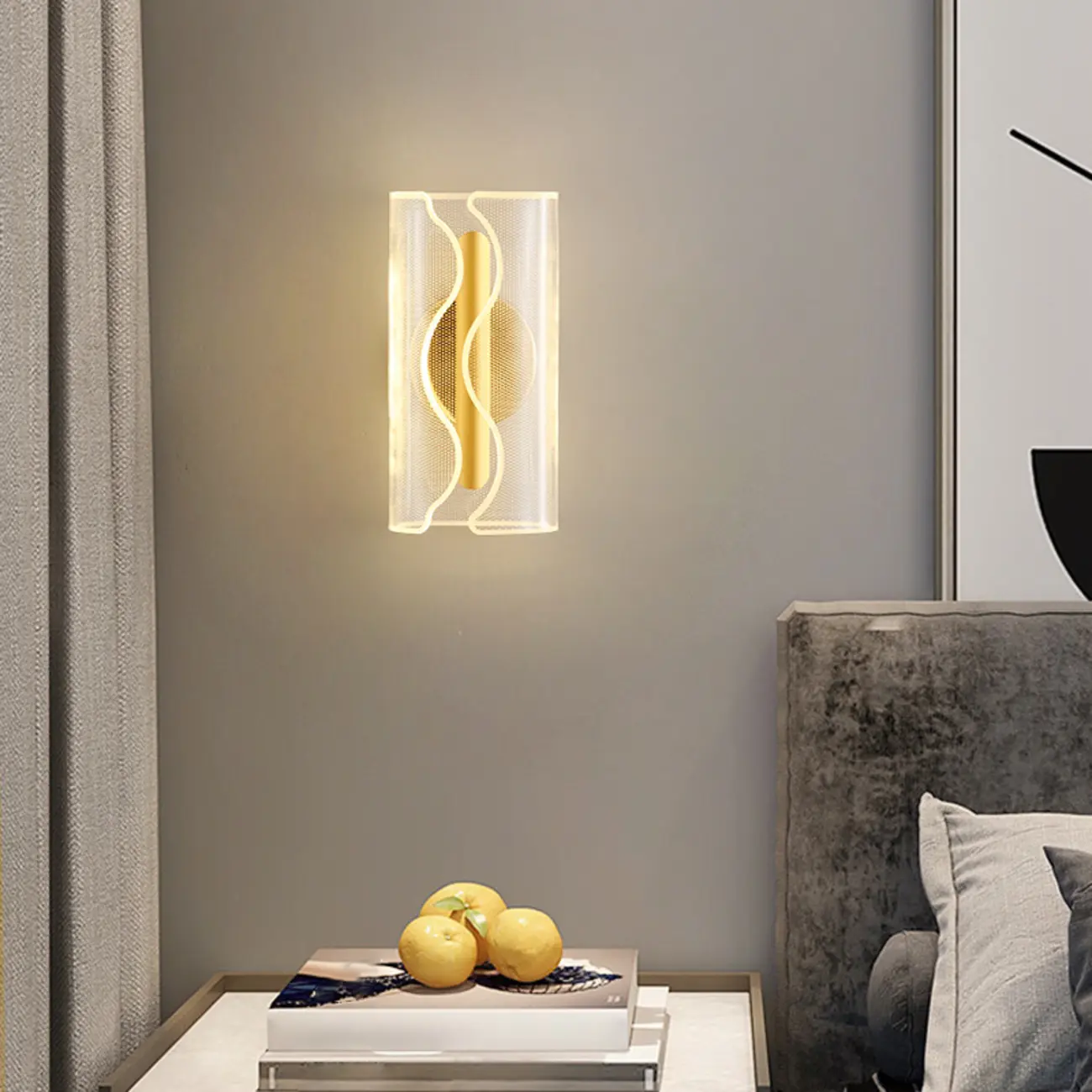 Modern Clear Acrylic Gold Ambient Wall Sconce