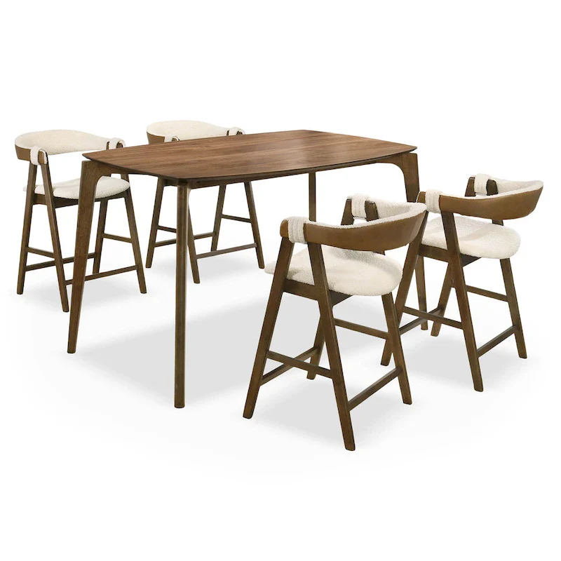 Mid-century Walnut Wood Counter Height Table