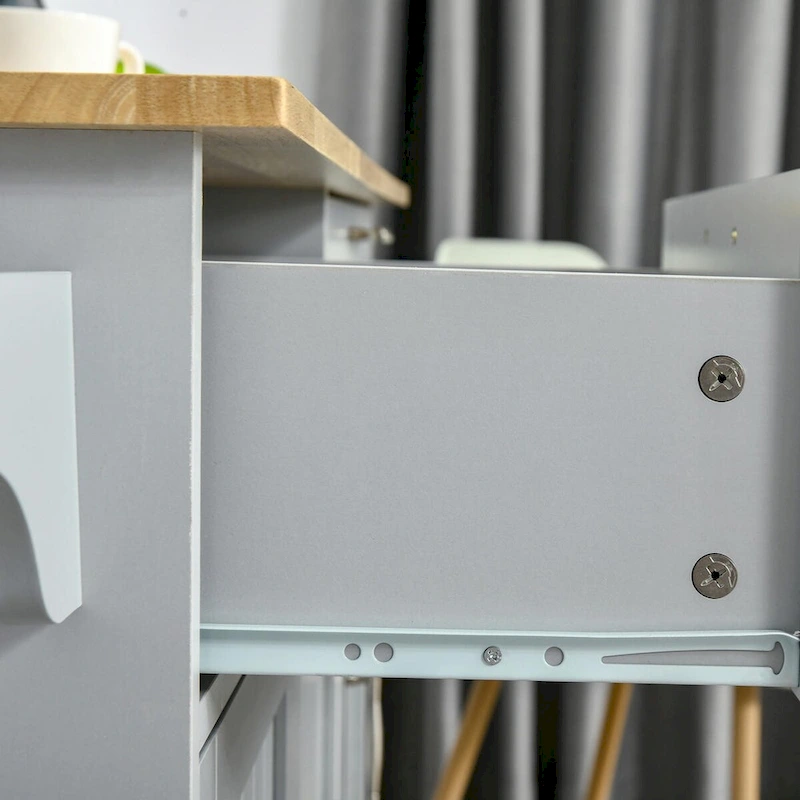 Mobile Kitchen Island with Wood Top, Drawers, Cabinets, Adjustable Shelves, and Towel Rack