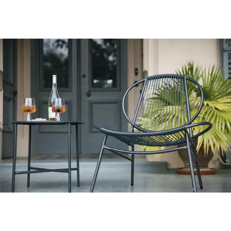 Novogratz Marilyn 3-Piece Resin Weave Conversation Set, Charcoal