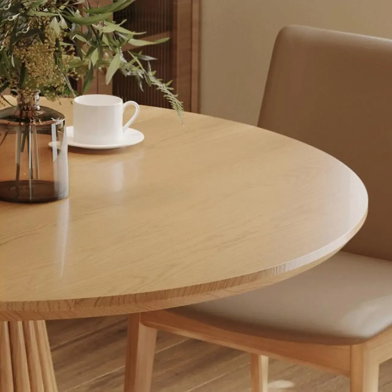 Modern Light Wood Round Dining Table