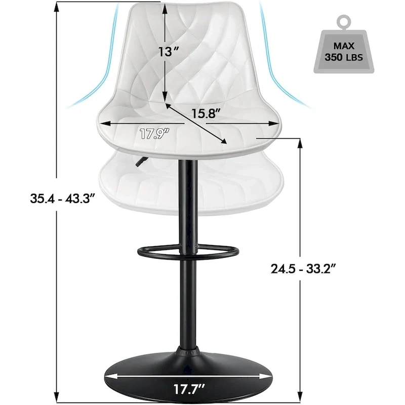 Bossin Bar Stools Set of 2 Height Adjustable,Swivel Counter Height Bar Stools with Back