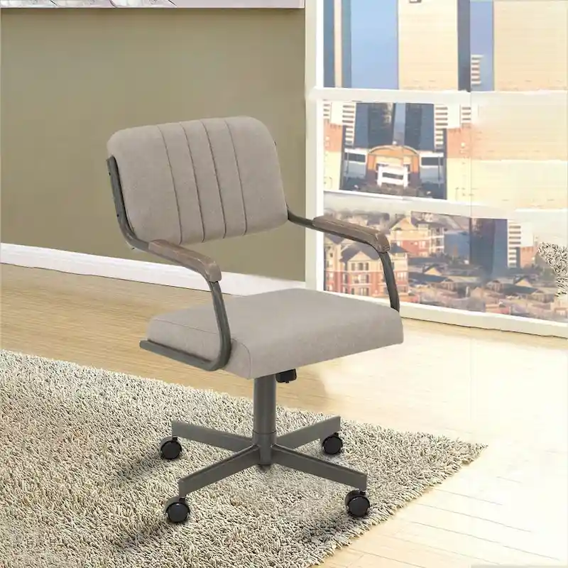 Chromcraft Douglas Caster Dining Chairs in Sea Gray, Gray Finish (Set of 2)