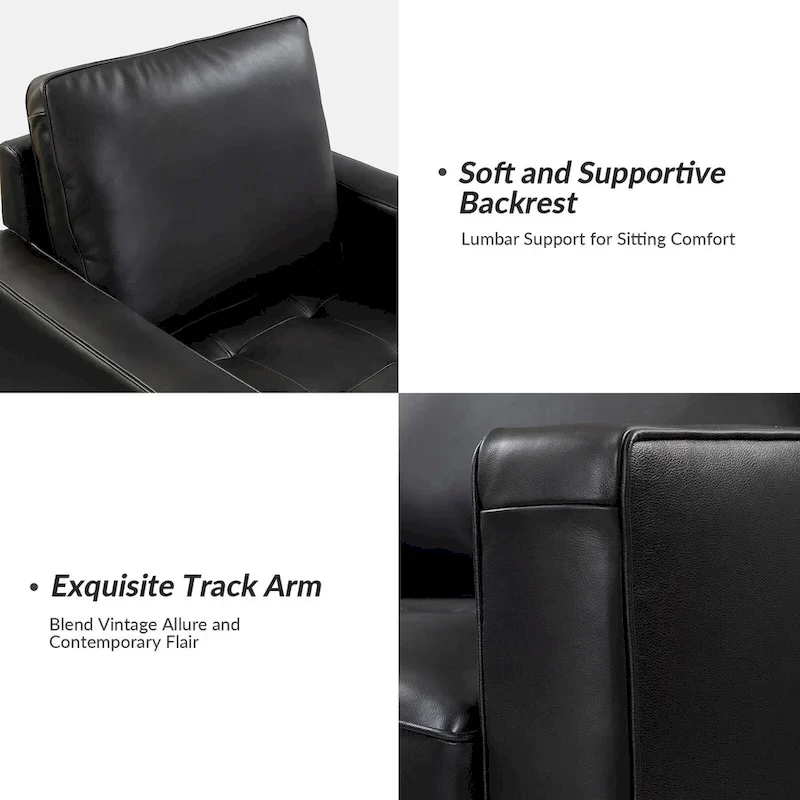 Elizabeth Mid-century Genuine Leather Arm Chair Set of 2 by HULALA HOME