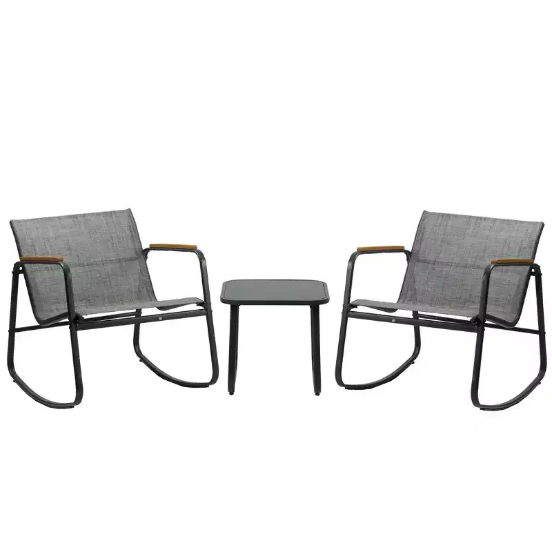 Kozyard 3 Pieces Patio Bistro Set with Gray Breathable Textilence Seating Powder Coated Metal Frame for Garden Poolside Backyard