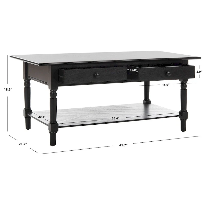 SAFAVIEH Bama Grey 2-Drawer Coffee Table - 41.7 W x 21.7 D x 18.5 H - 42Wx22Dx19H