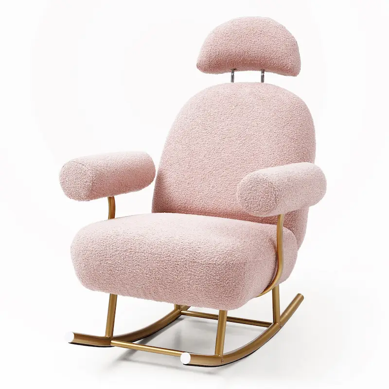 Sherpa Fabric Upholstered Rocker Glider Chair