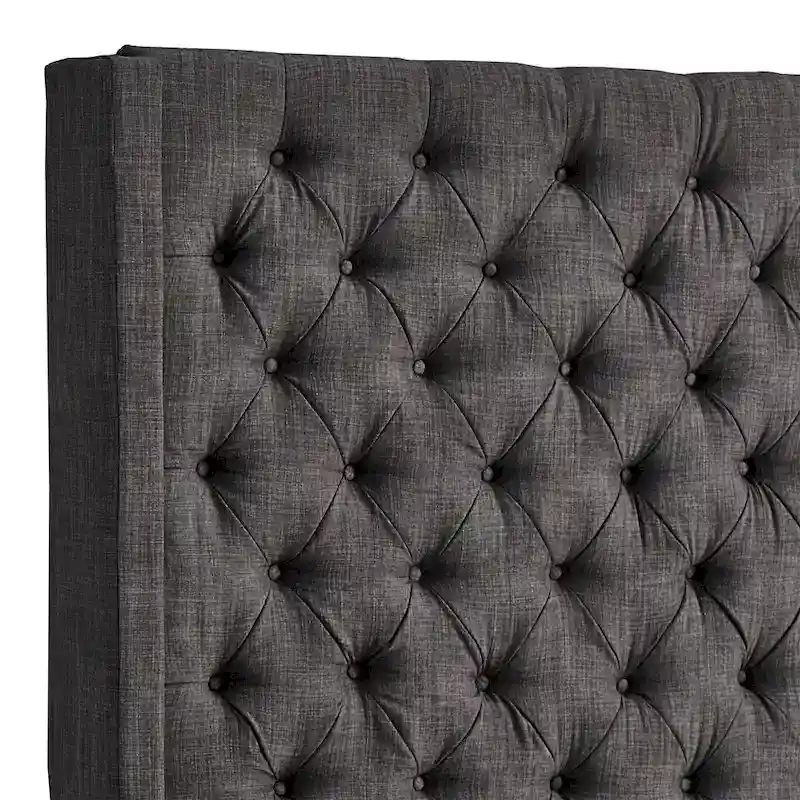 Button-Tufted Wingback Upholstered Headboard – Elegant Bedroom Accent